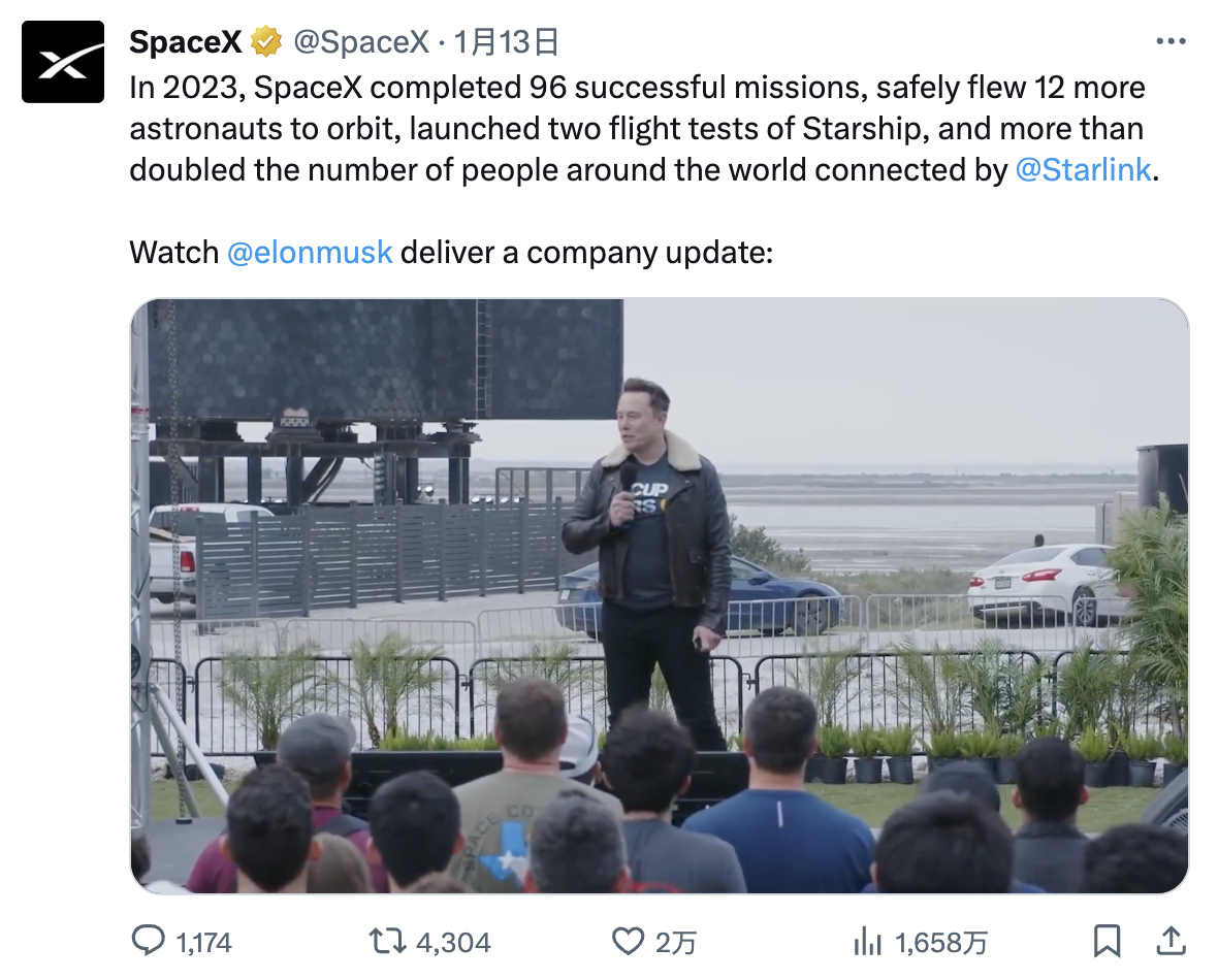 馬斯克：SpaceX每年保持50%發射增速，八年內送人類上火星